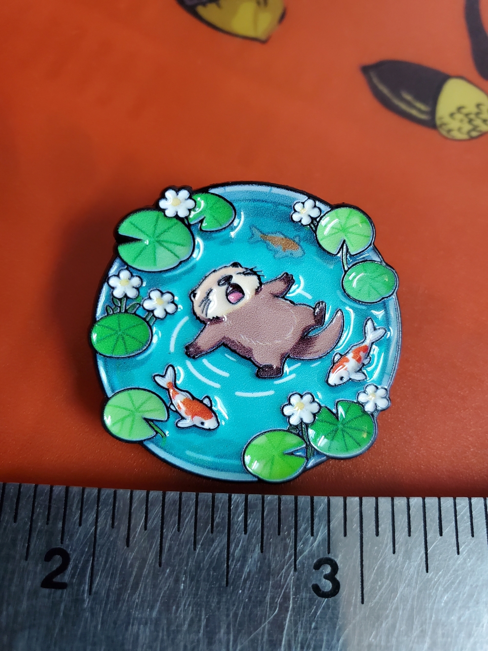 Adorable Otter Pond Enamel Pin - Blue & Green